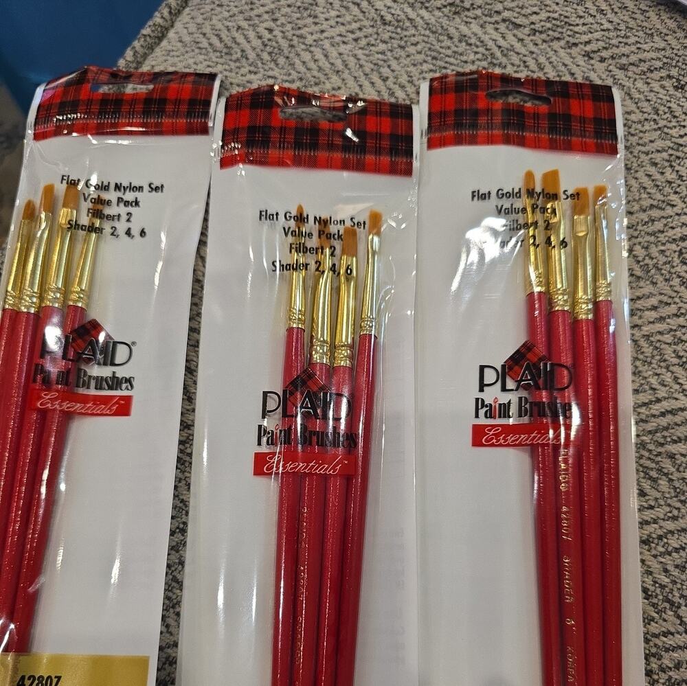 NWT Set of 3 Plaid Essentials #42807 4pk Flat Gold Nylon Value pk Crafts